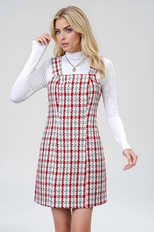 CWDSD10596_CHECK CHANEL-STYLE VEST DRESS