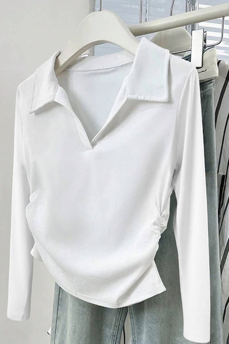 CWTBLL01035_CASUAL SOLID V NECK LONG SLEEVE TEE