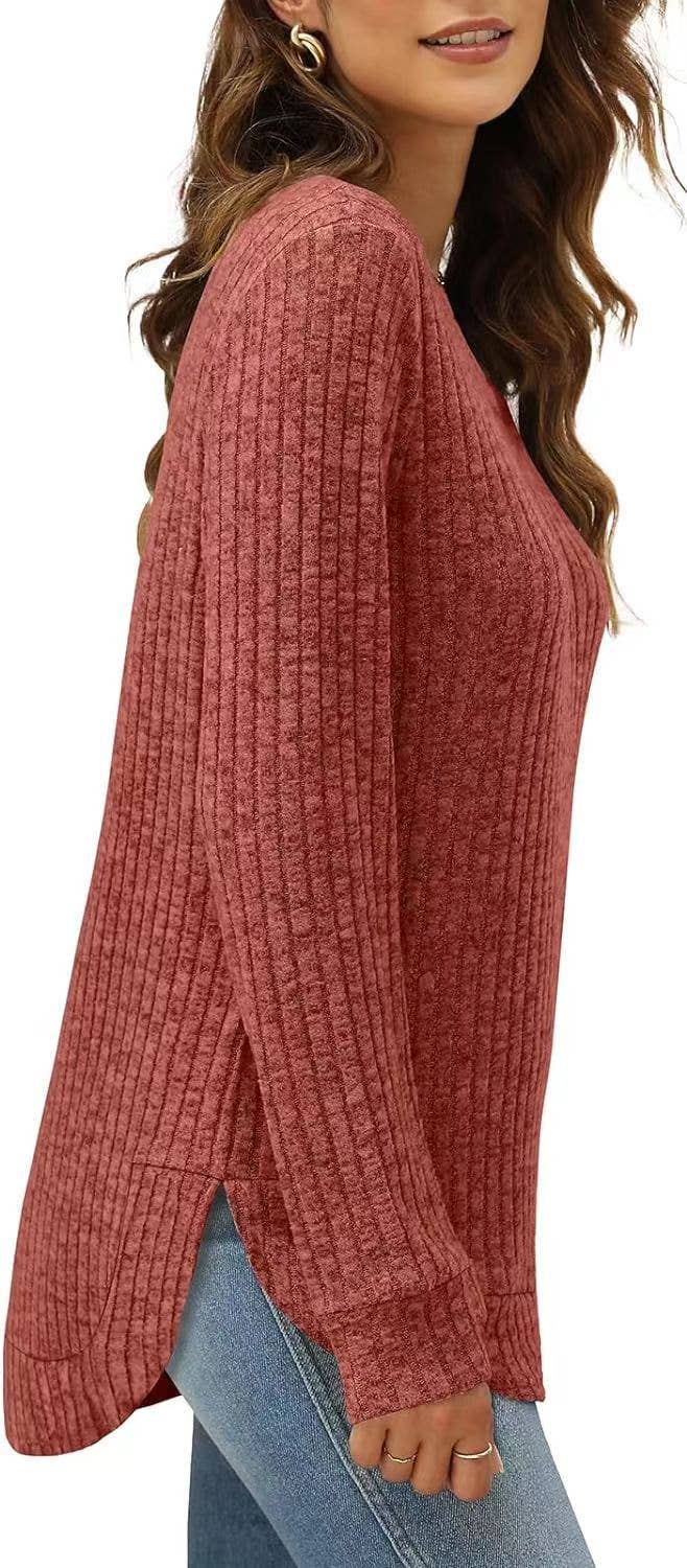 CWTTL1243_Crew Neck Pullover Casual Long Sleeve Top