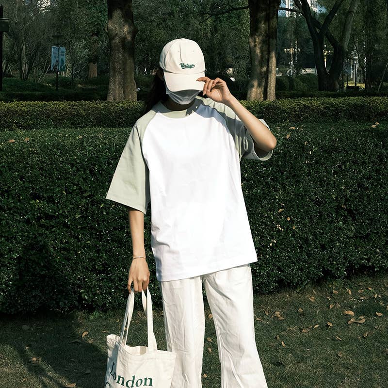 CWTTS0929_COLOR CONTRASTING CASUAL UNISEX T SHIRT