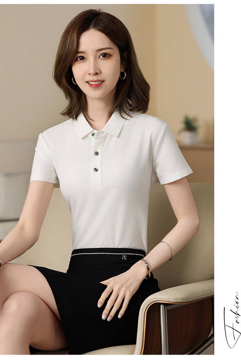 CWTBLS02456_POLO SHIRT SHORT SLEEVE SUMMER CASUAL STAPLE TOP