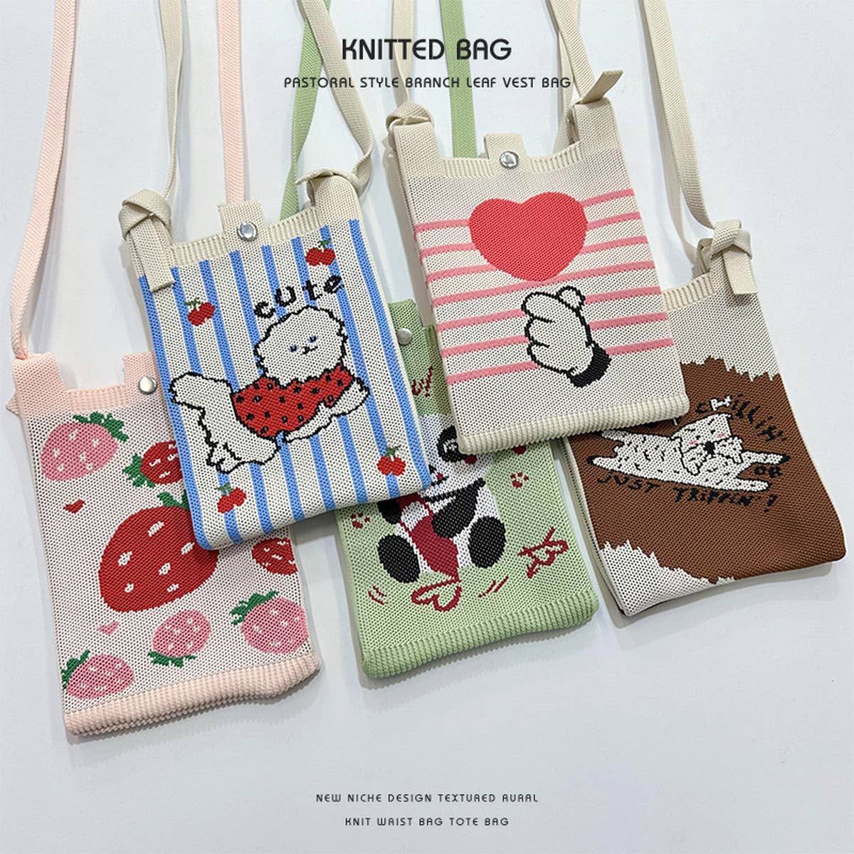 NEW STYLE CARTOON PUPPY KNITTED CROSSBODY BAG_CWAB2382