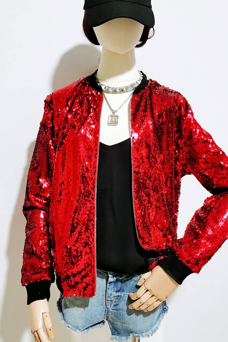 CWOCO1126_SEQUINED LOOSE BEADED BASEBALL COAT