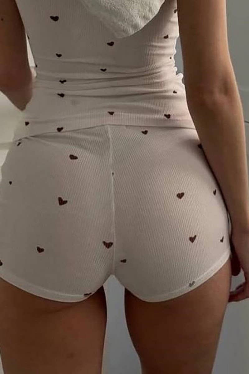 CWSPJ0444_SUMMER PRINTED VEST SHORTS PAJAMAS TWO-PIECE SET