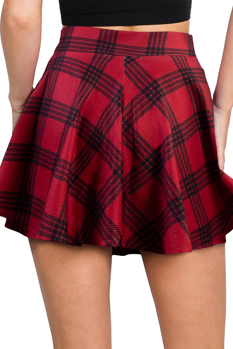 CWBSS105_High Waisted Skirt Mini A-Line Flared Skater Skirt