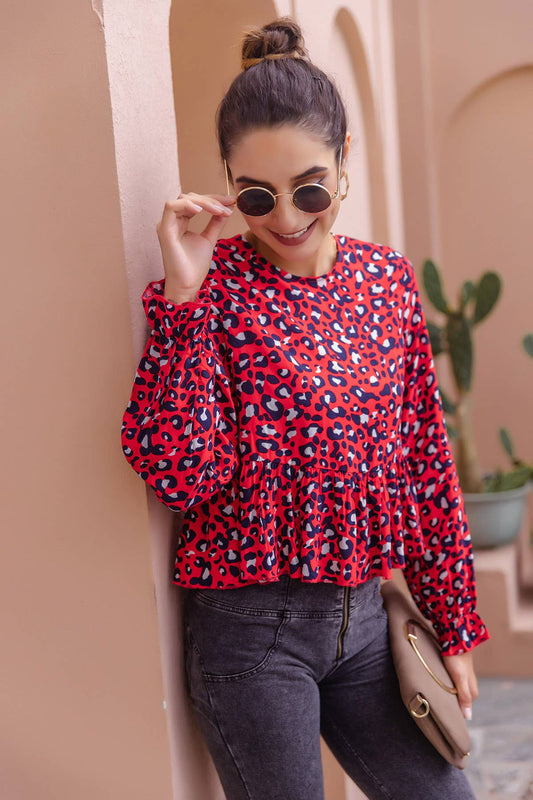 CASUAL CASUAL CREW-NECK PRINTED TOP