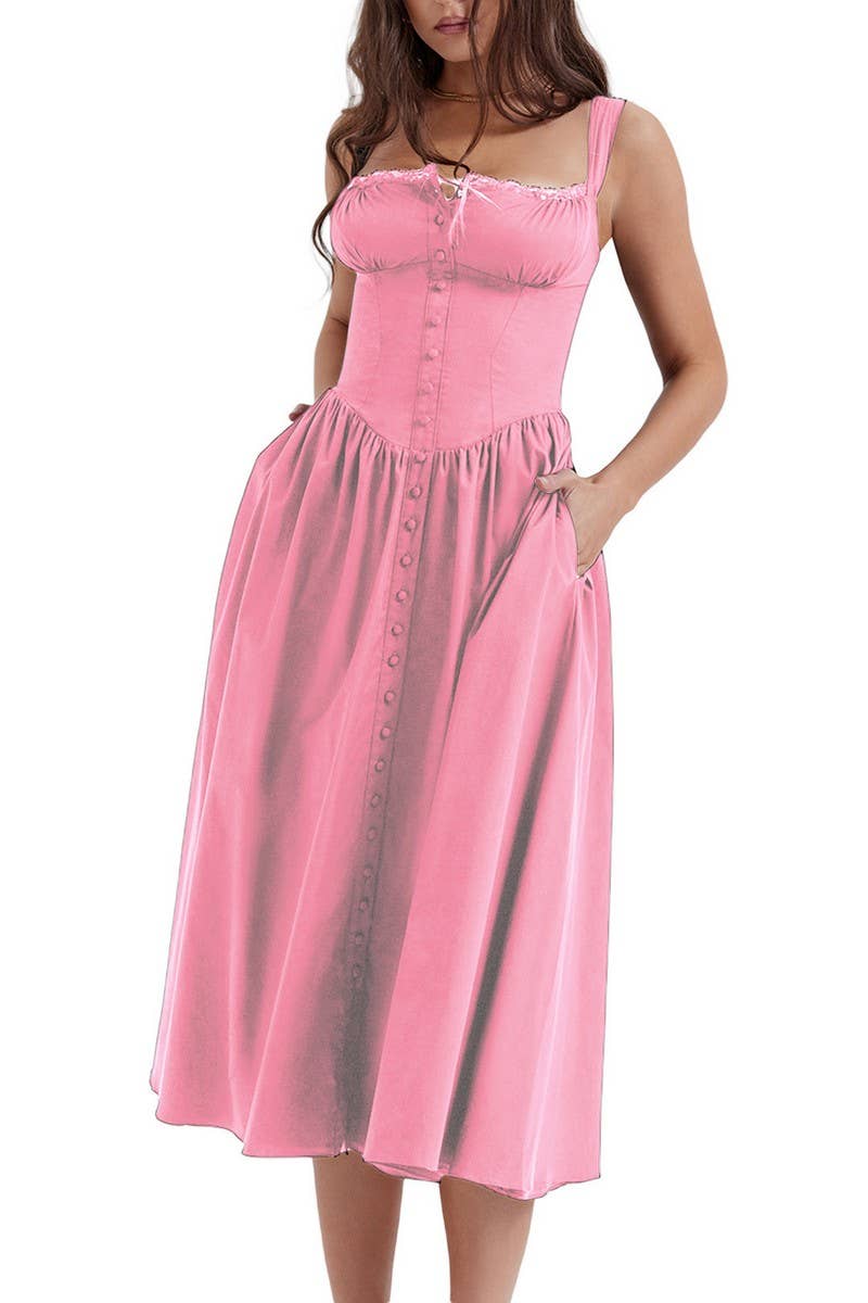 CWDMD5945_FLORAL OR SOLID STRAPLESS SLEEVE MAXI CAMI DRESS