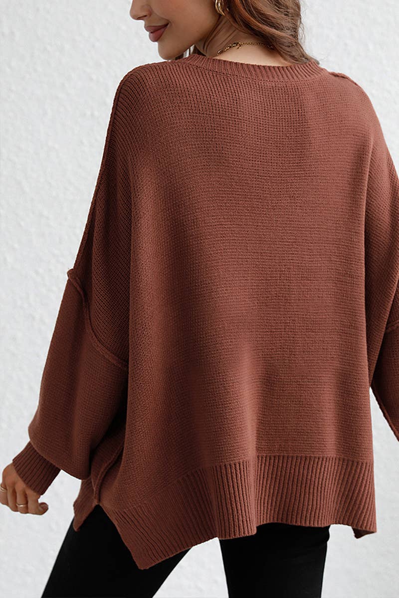 CWOSWL610 Oversized Long Sleeve Crew Neck Pullover Sweater