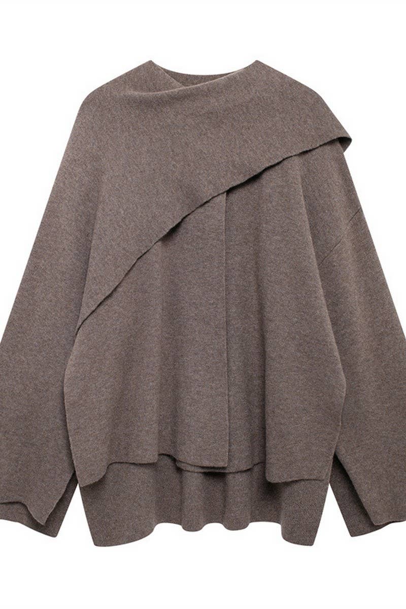 CWOCO1095_SOLID COLOR TEMPERAMENT CAPE STYLE LOOSE COAT