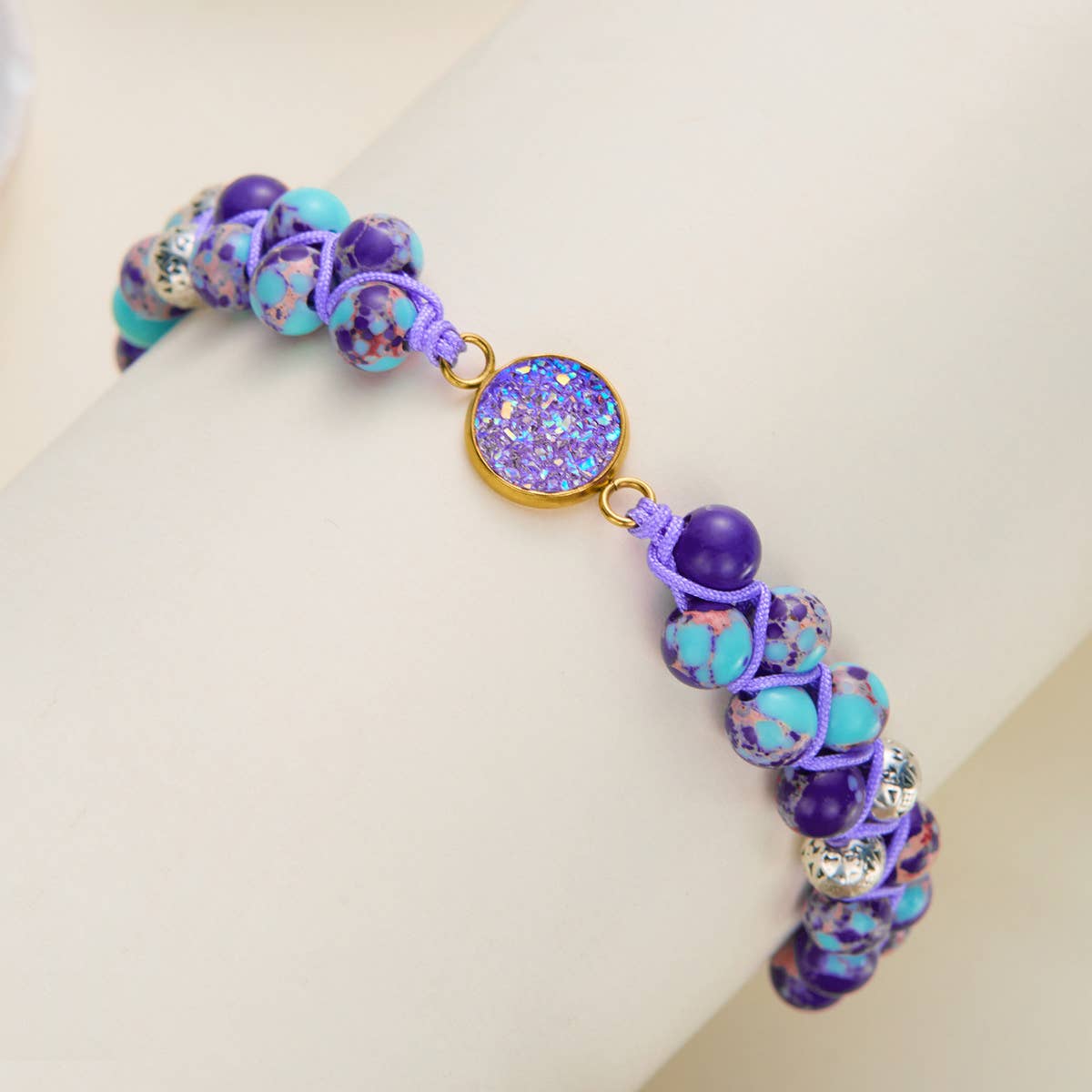 HAND WOVEN ROUND STONE BRACELET