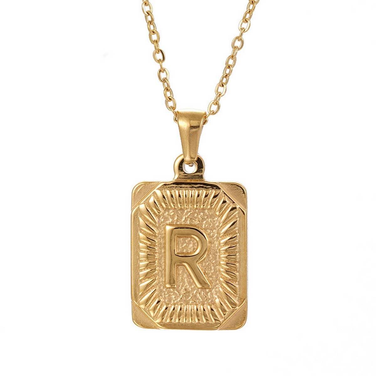 CWAJE1937_Square Stainless Steel Letter Fashion Necklace