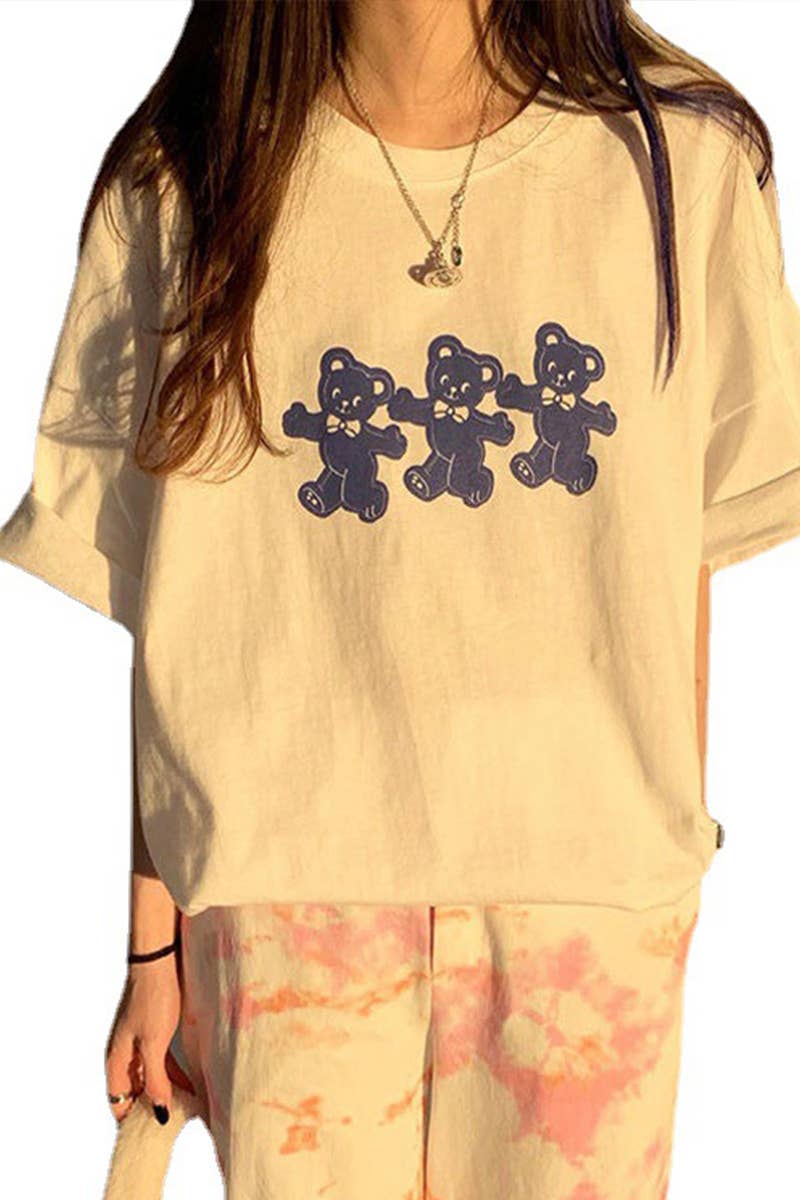 CWTTS0996_THREE BEARS PRINT SHORT SLEEVED T SHIRT