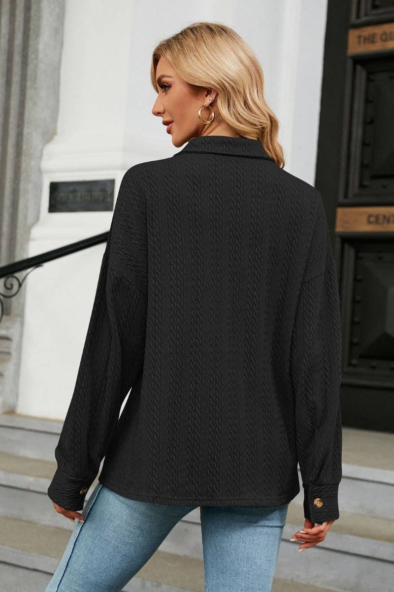 CWTSTL2218_LAPEL BUTTON DOWN LONG SLEEVE SHIRT TOP