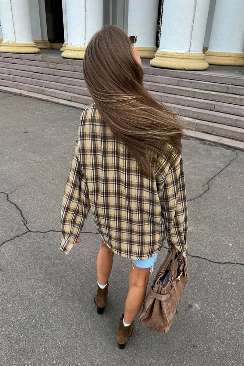 CWTBLL00581_LOOSE PLAID LONG SLEEVE CASUAL SHIRT TOP