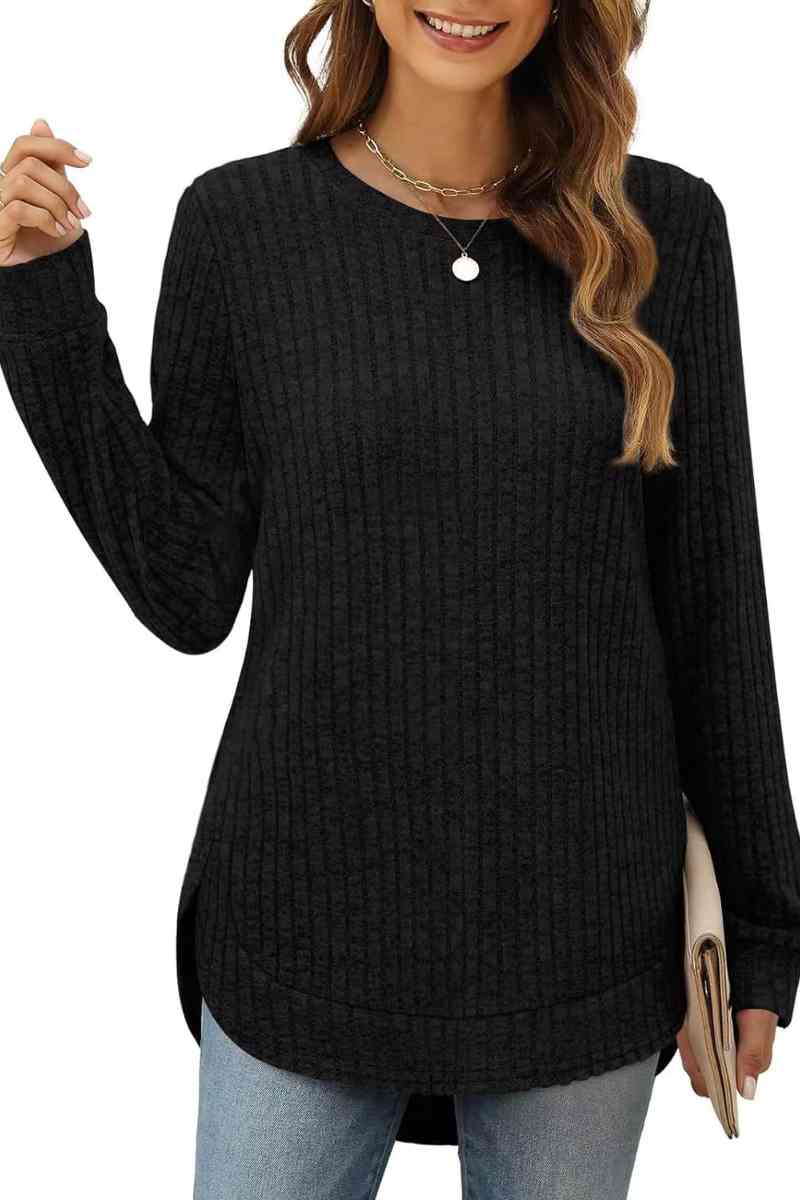 CWOSWL6553_CREW-NECK WOOLEN LONG-SLEEVED SWEATER
