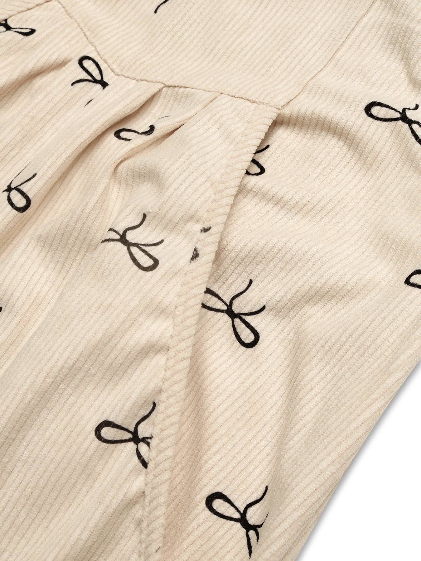 Bow-printed wide-leg one-piece overalls