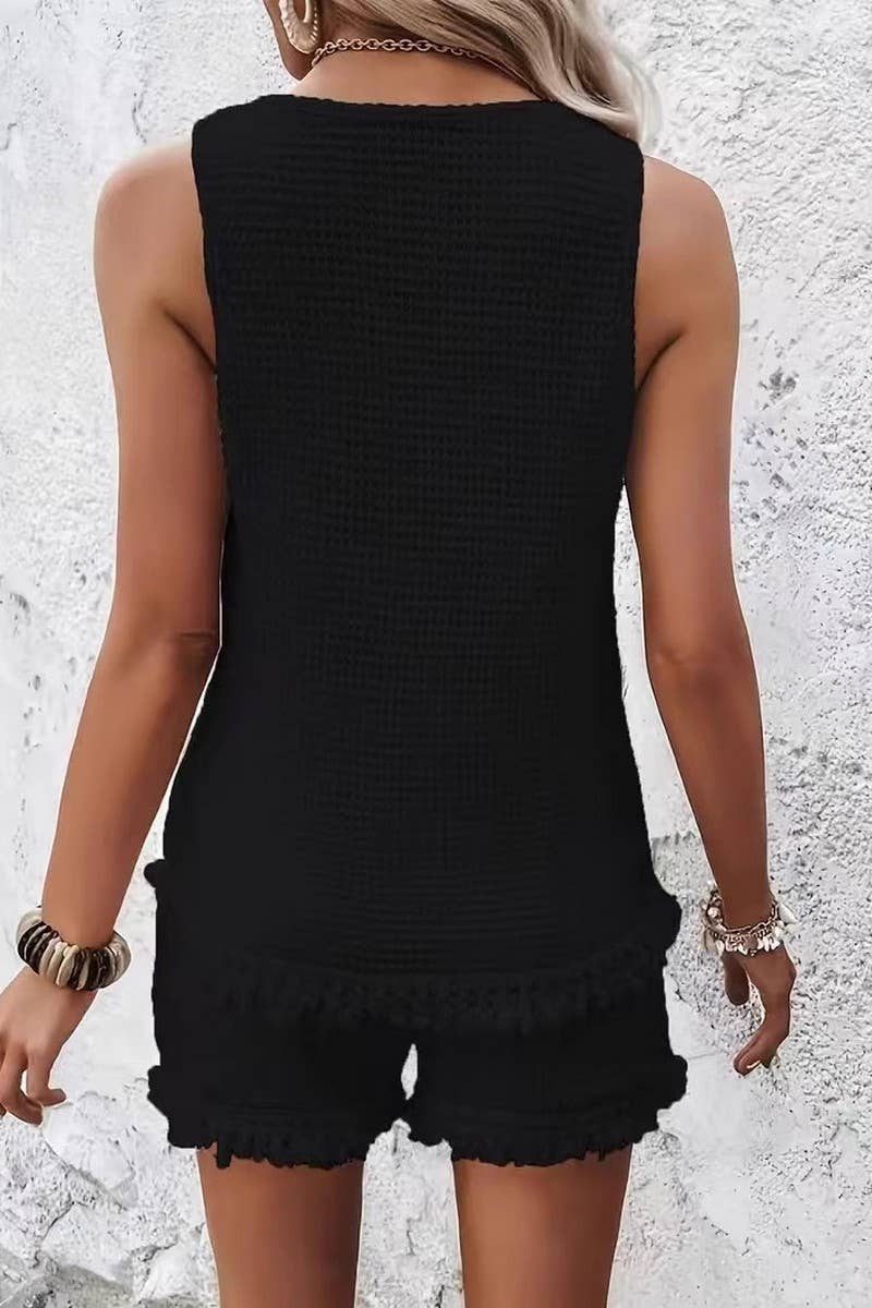 CWSTB2056_SLEEVELESS ROUND NECK TOP AND SHORTS SET