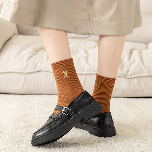 EMBROIDERED BEAR CUTE WOMEN'S SOCKS