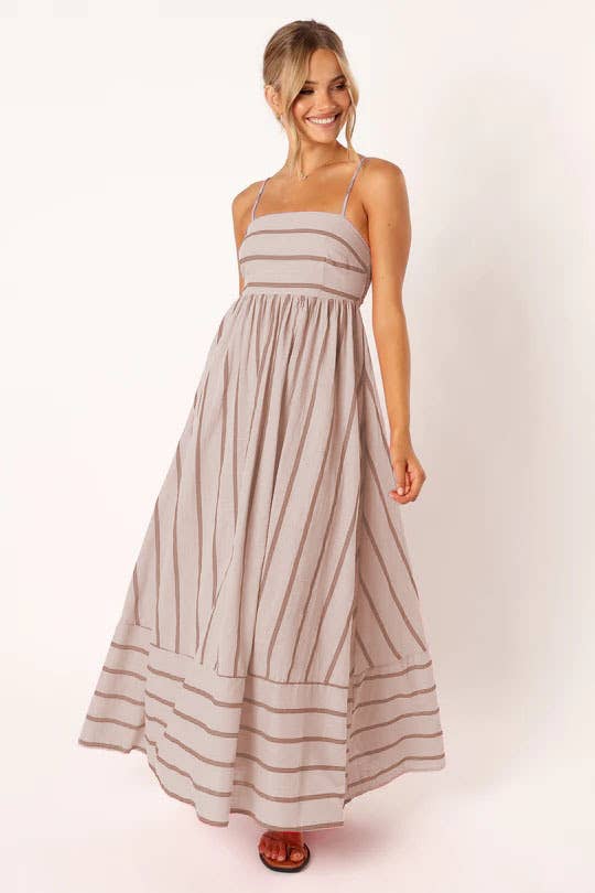 Backless swing Striped sleeveless halter dress