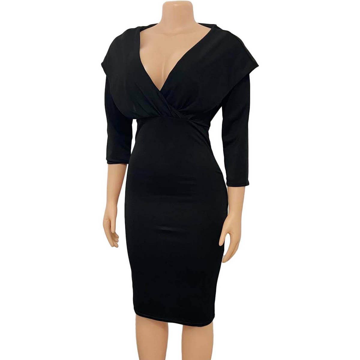 V-NECK SOLID COLOR HIP SEXY FASHION DRESS