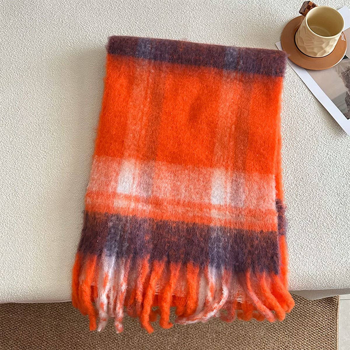 Mint Checkered Oversized Scarf for Winter