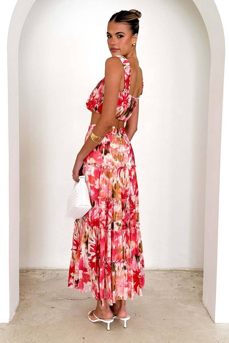 CWSS1274_RETRO SHORT SUSPENDER SKIRT TWO-PIECE SET