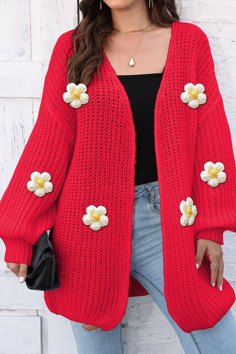 CWOSWL07391_WOMEN CHUNKY KNIT LOOSE FIT CARDIGAN SWEATER