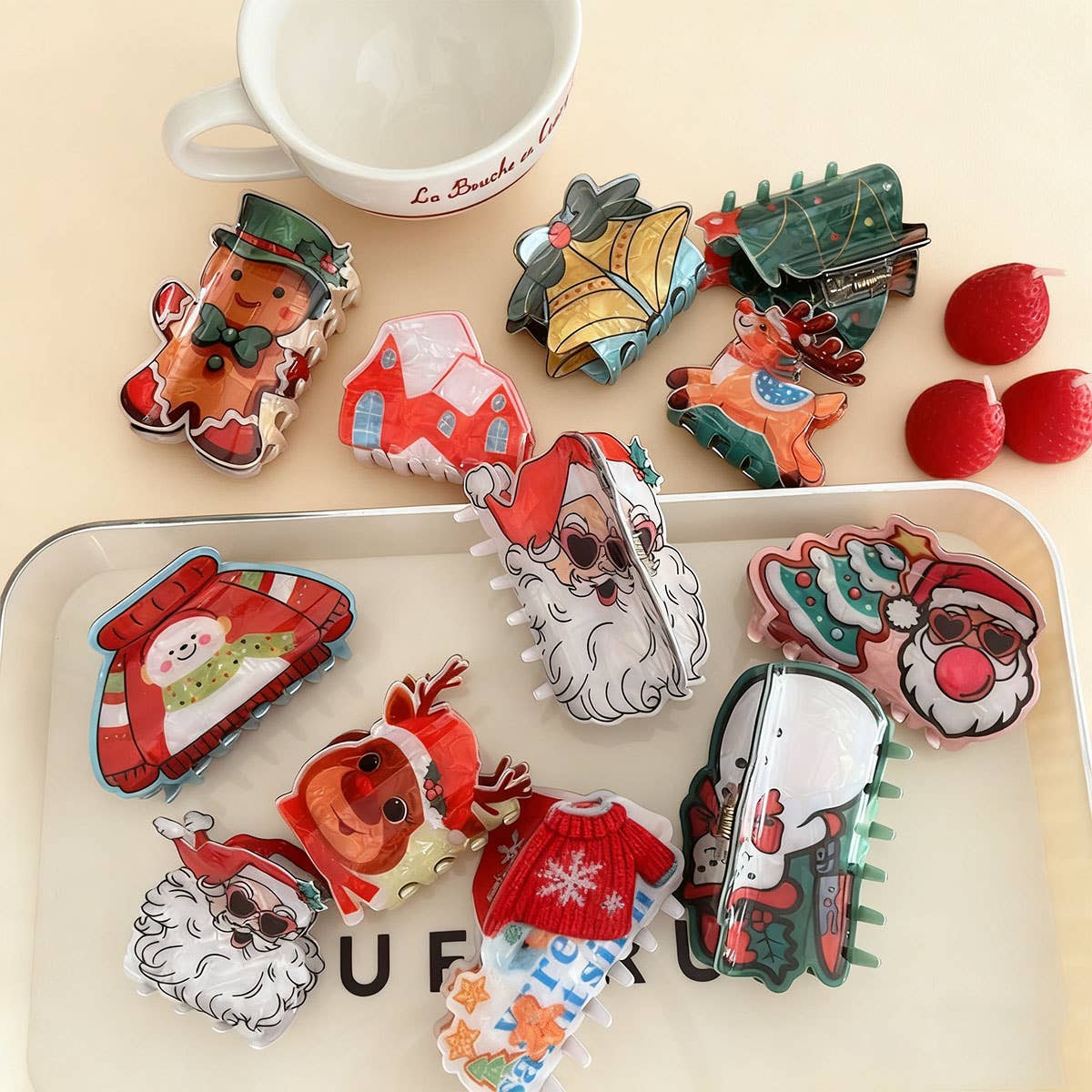 CWAHA07713_CHRISTMAS ACRYLIC CLAW HAIR CLIP FOR WOMEN