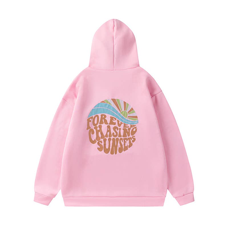 CHASING SUNSET PRINT DRAWSTRING PRINT HOODIE