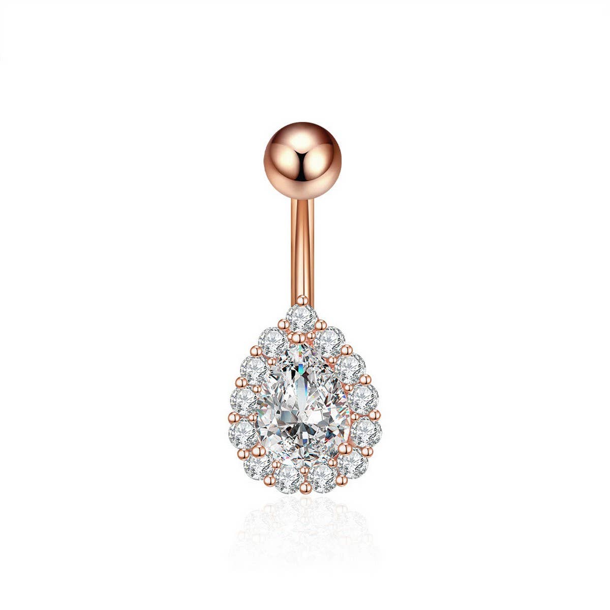 Teardrop CZ Belly Ring Colorful Stainless Steel