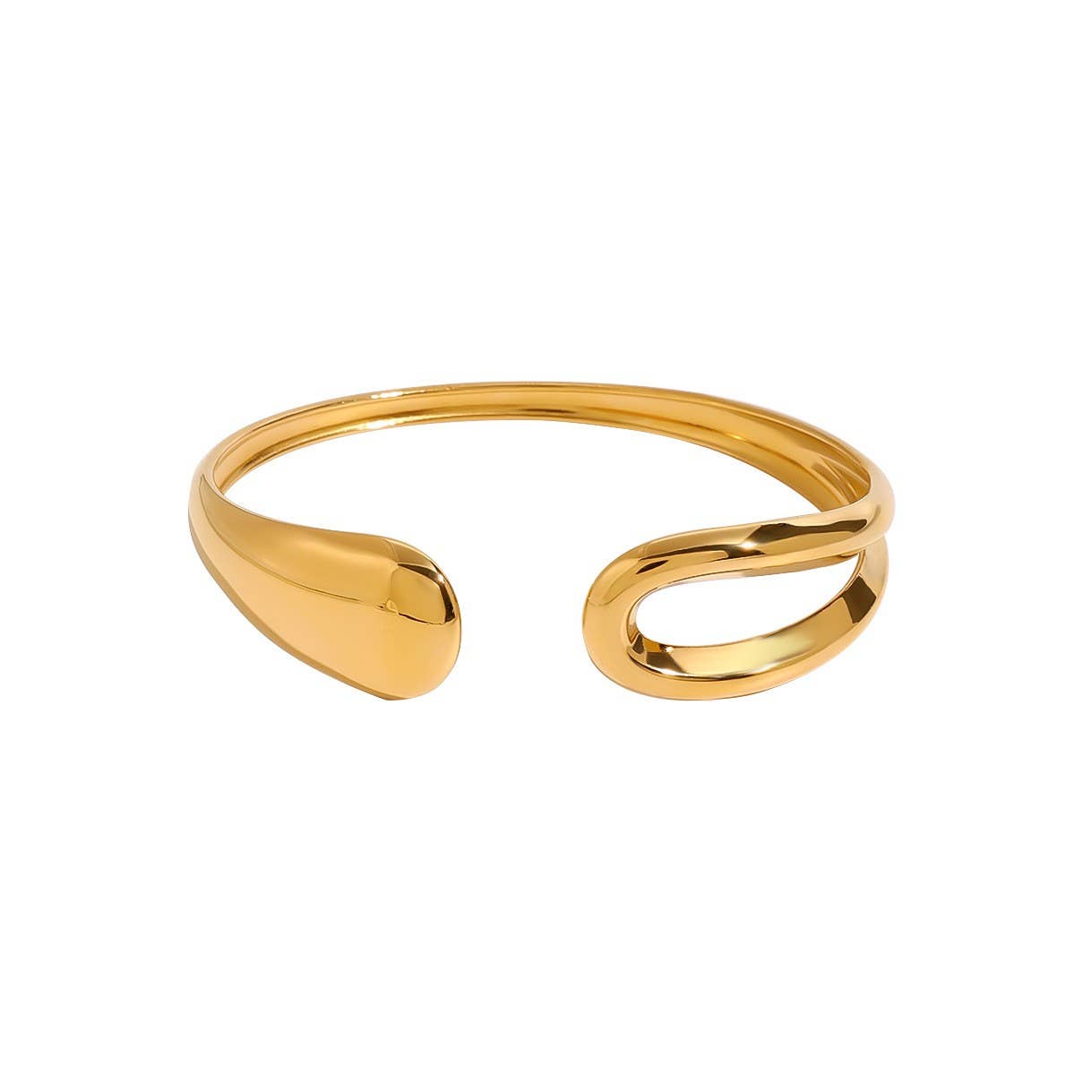 Chic Irregular Open Bangle, 18K Gold Titanium_CWAJE4762