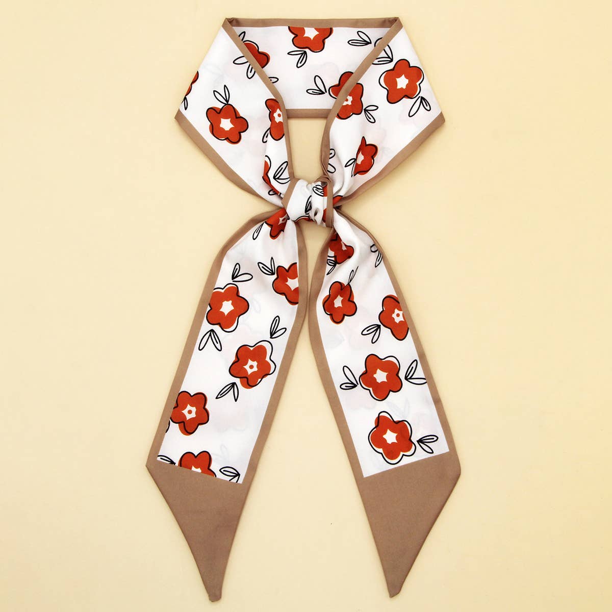 Chic Bowknot Letter Print Skinny Scarf Ribbon_CWASC0099
