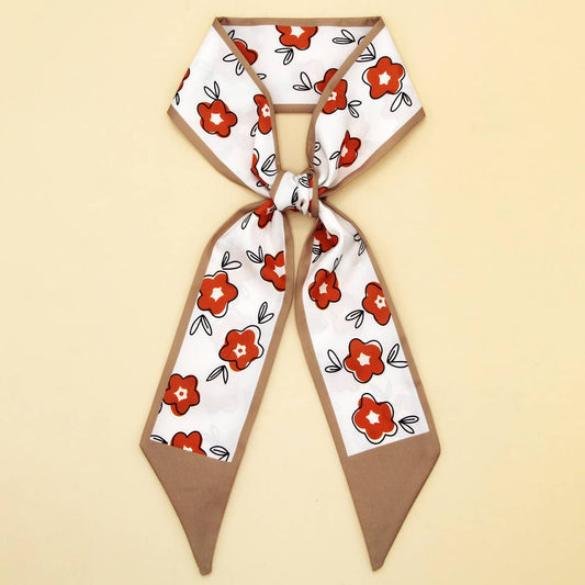 Chic Bowknot Letter Print Skinny Scarf Ribbon_CWASC0099