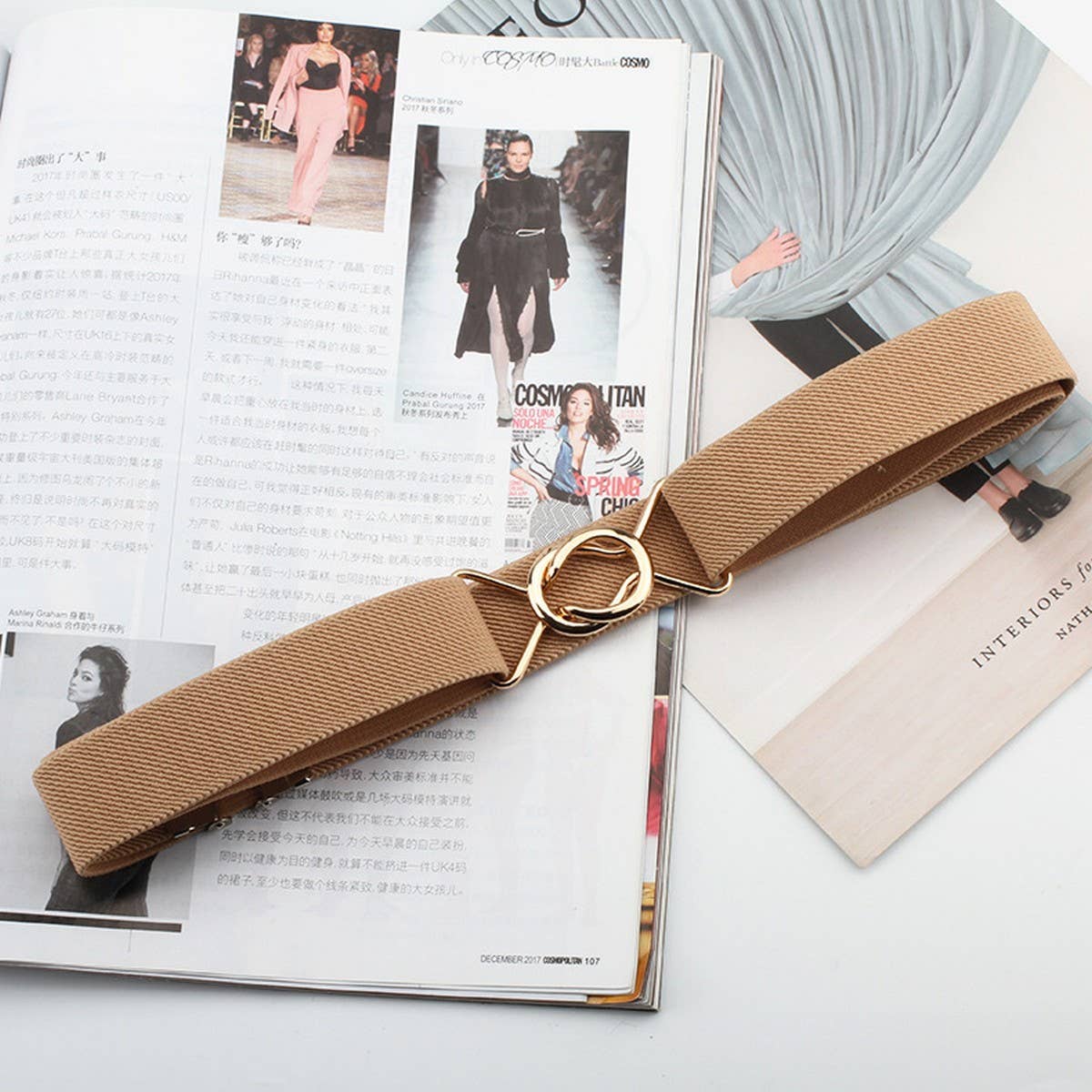 CWABE0549_PERFORATION FREE METAL ROUND BUCKLE ELASTIC BELT