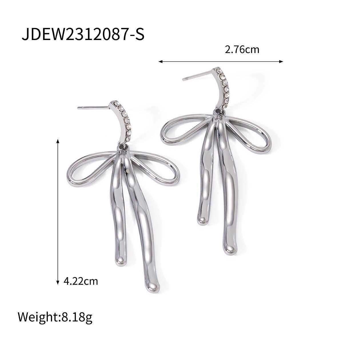 FASHION 18K GOLD STAINLESS STEEL BOW EARRINGS_CWASC1682