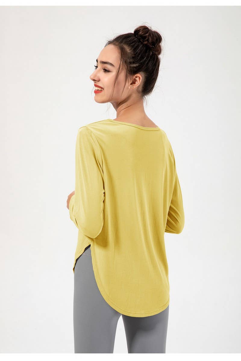 CWTBLL2941_LOOSE LONG SLEEVE YOGA WEAR FITNESS COVER UP