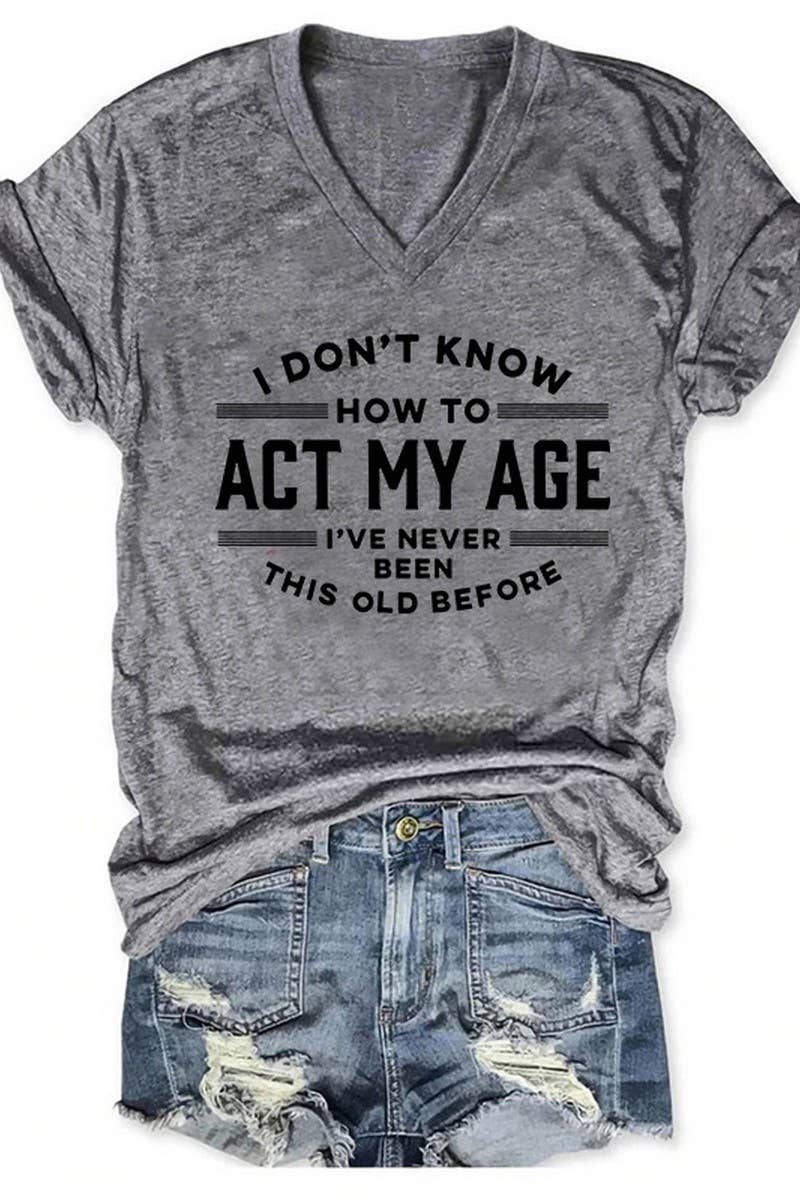 CWTTS1063_DOUBLE SIDED PRINTED V NECK SHORT SLEEVED T SHIRT