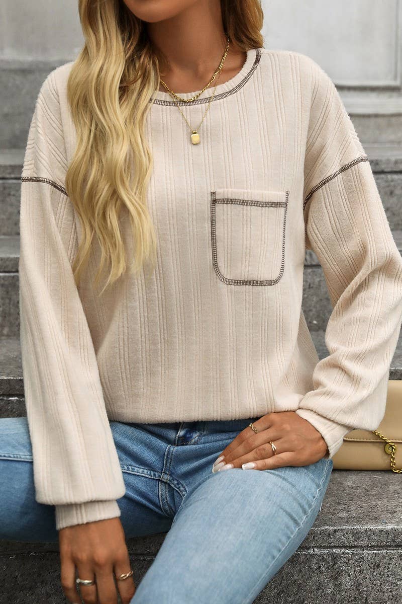 CWOSWL6851_SOLID COLOR ROUND NECK CASUAL LOOSE T-SHIRT