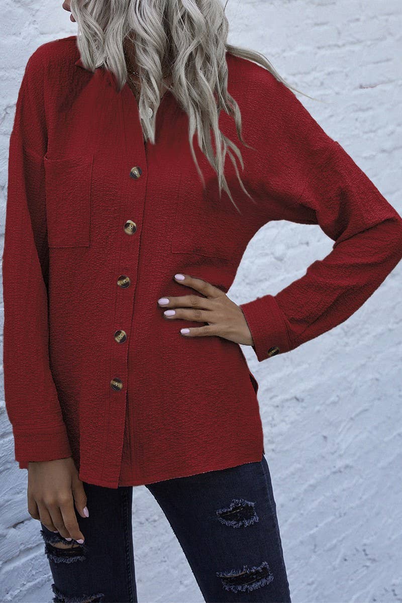 CWTSTL00959_LONG SLEEVE SOLID LAPEL MID-LENGTH VINTAGE SHIRT