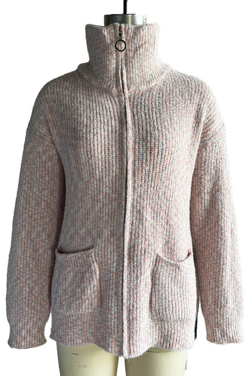 CASUAL LAPEL WITH POCKET ZIPPER CARDIGAN COAT