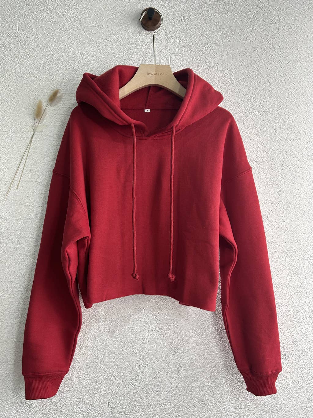 Fleece solid color sporty hooded sweatshirt