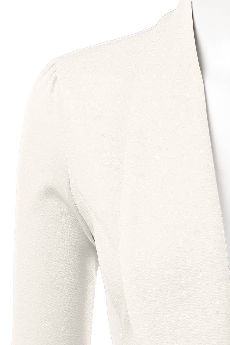 CWOBL089_Casual Work 3/4 Sleeve Open Front Blazer