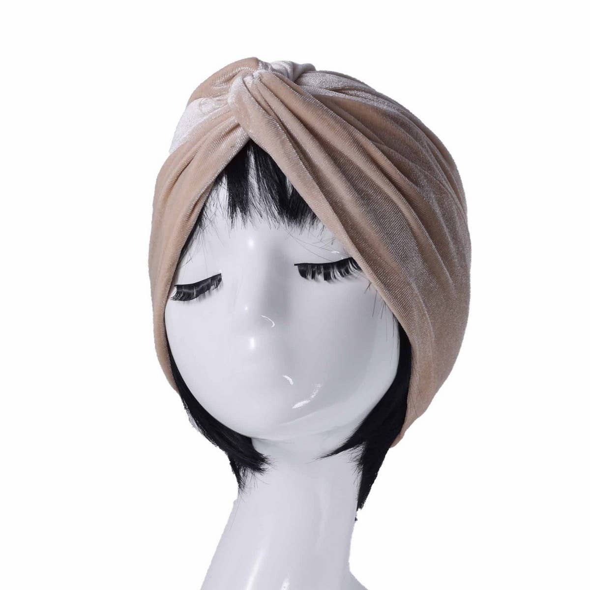 NEW VELVET ELASTIC PLEATED ETHNIC HEADSCARF_CWASC2460