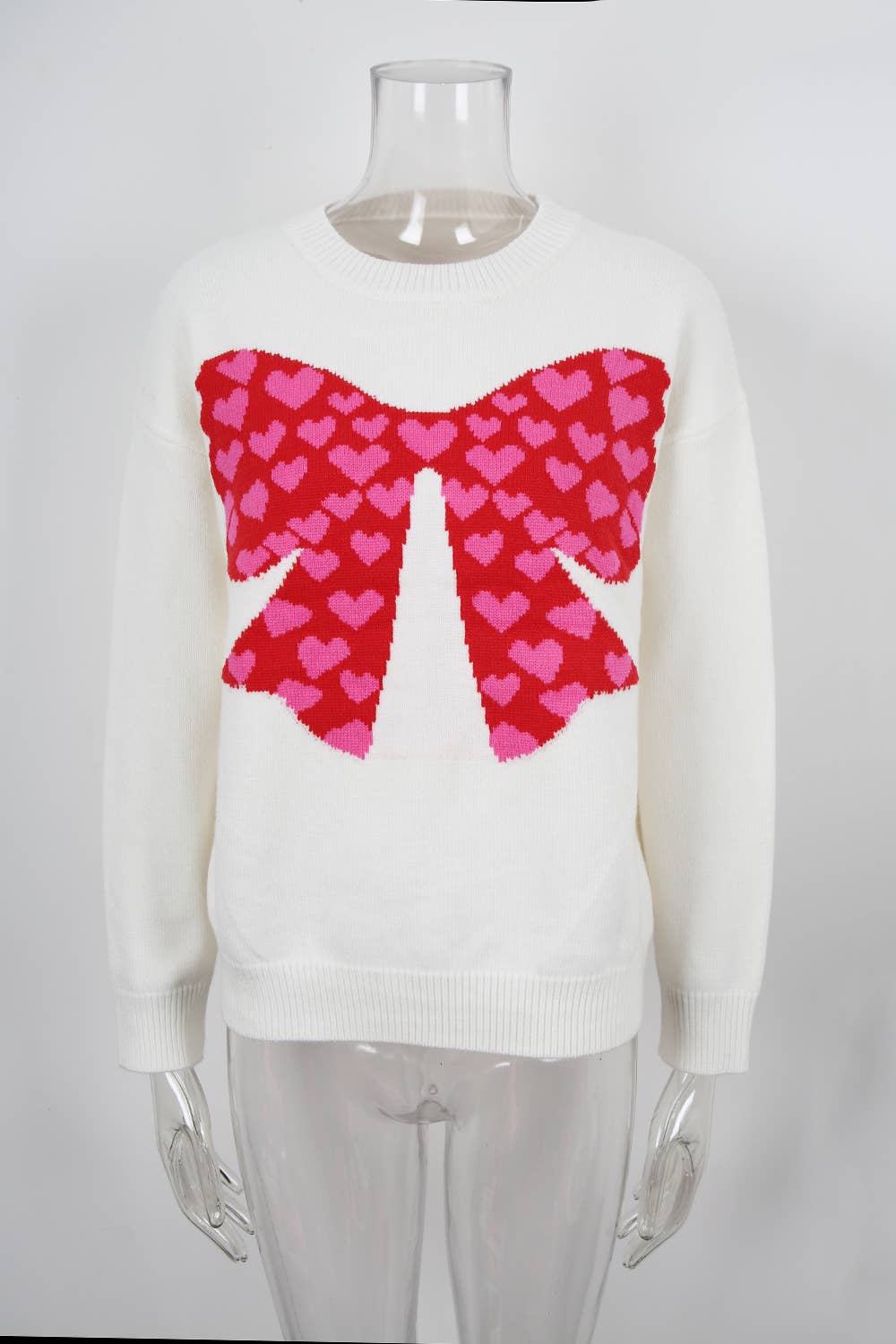 Bow-shaped heart Valentine's Day knitted sweater