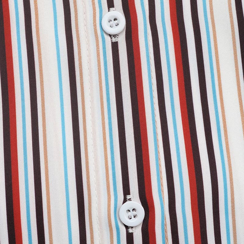 Casual lapel colorful vertical striped shirt