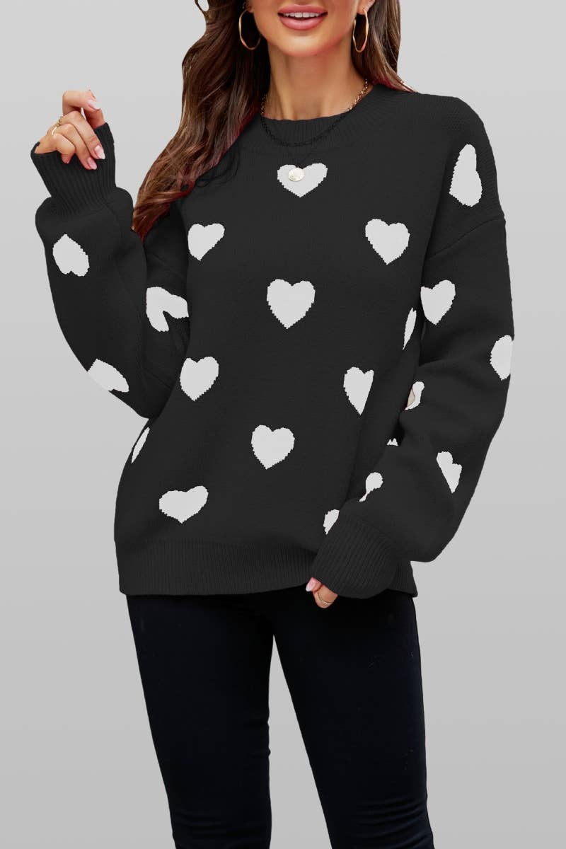 CWOSWL5841_LOVE CREW-NECK LONG-SLEEVED SWEATER