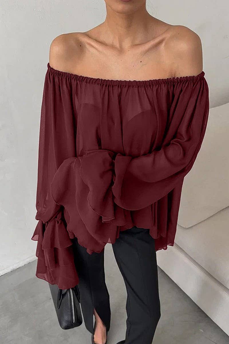 CWTBLL562_LOOSE-FITTING RUFFLED LONG-SLEEVED SHIRT