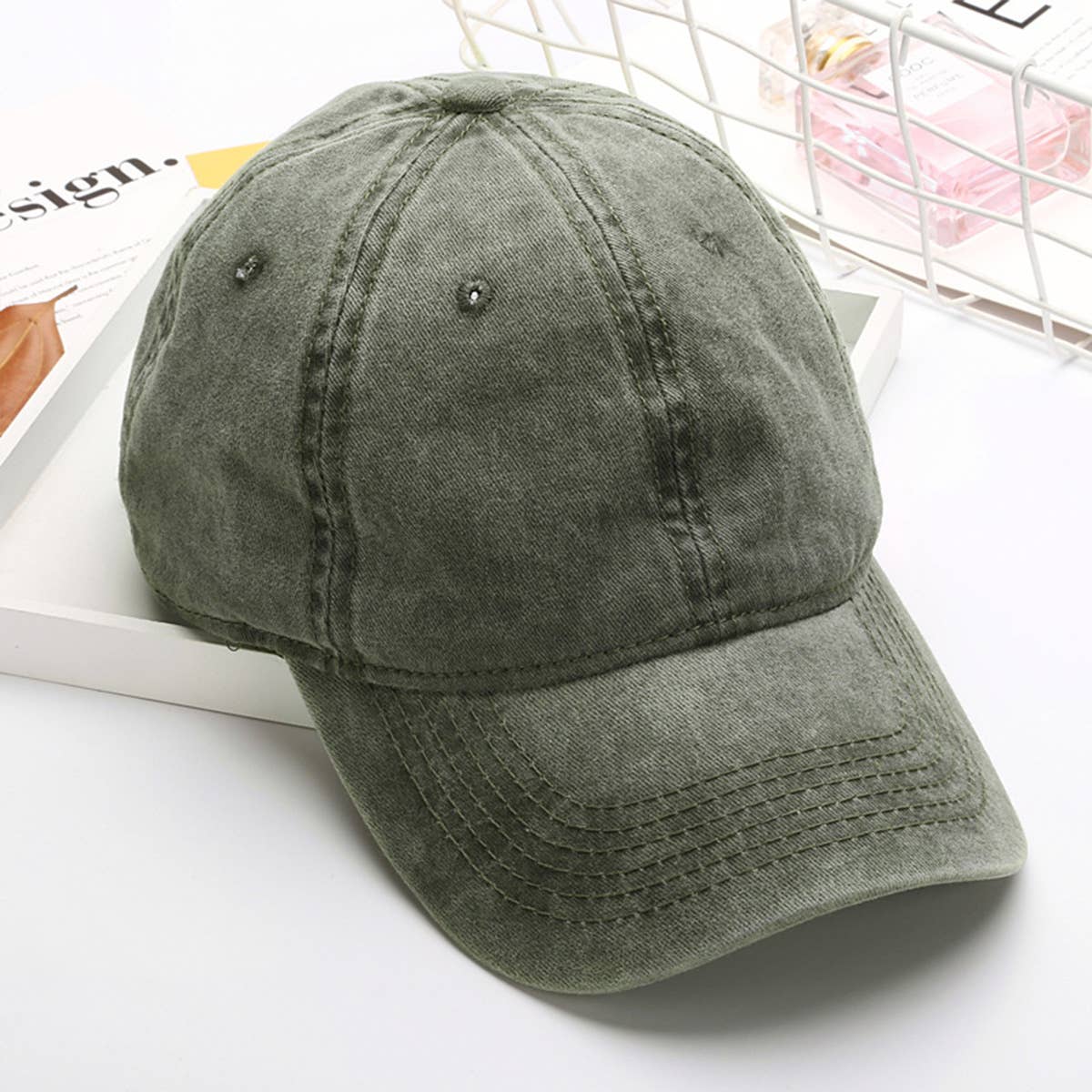 Washed Distressed Plain Cotton Baseball Cap_CWAH1854