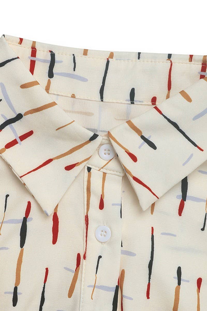 CWTSTS0516_CONTRAST LAPEL LINE PRINT SHORT SLEEVE SHIRT