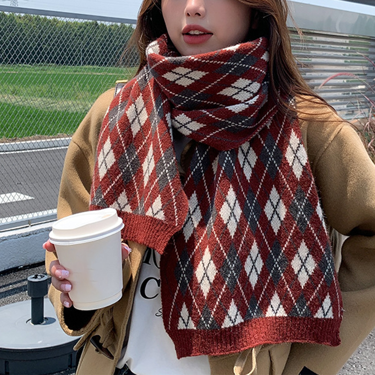 Plaid Scarf for Women - Thick Knit Winter Warmth_CWASC0149